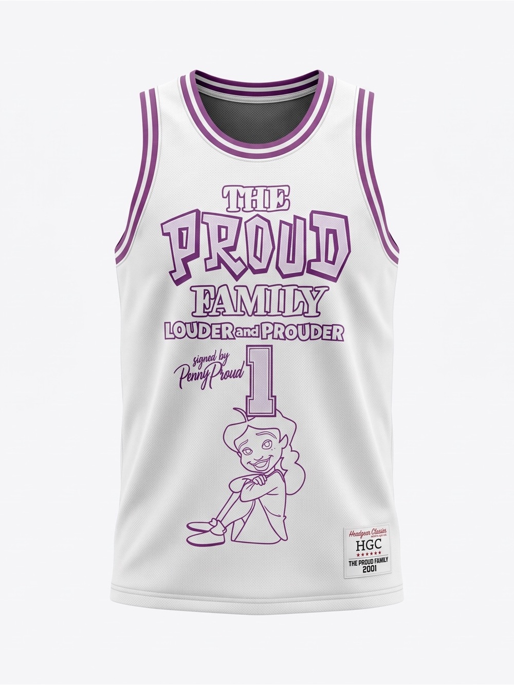 Headgear Classics Proud Family Penny Proud Jersey White Purple L NWT